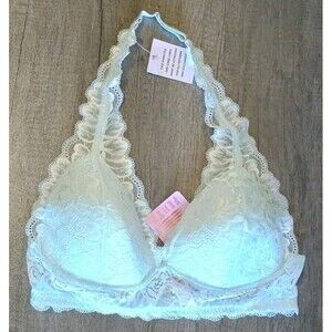 Savage Fenty X Light Blue Lace Halter Bralette Bra Size Large